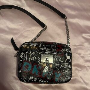 DKNY Cleo top-zip camera crossbody bag graffiti
